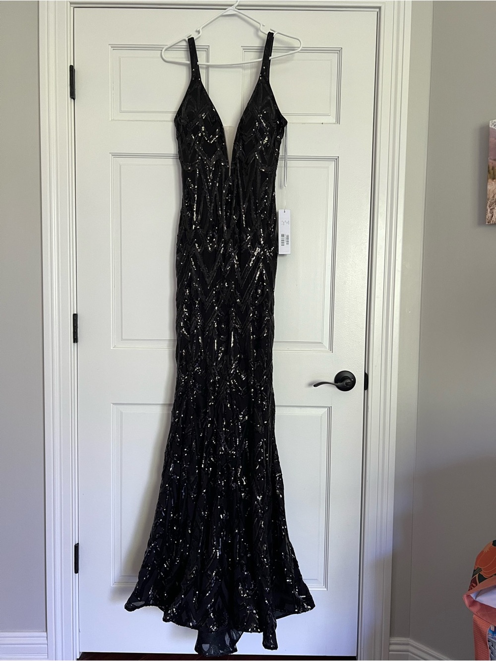 NWT Jovani Black Sequin Embellesed Mermaid Gown Style 23027 Size 14